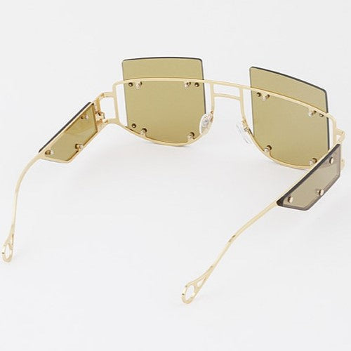 Gold Cut-Out Side Shield Sunglasses