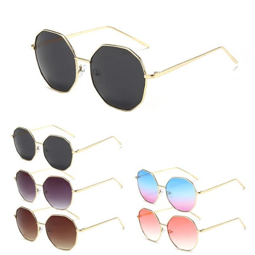 F34584 Geometric Gold Rim Sunglasses