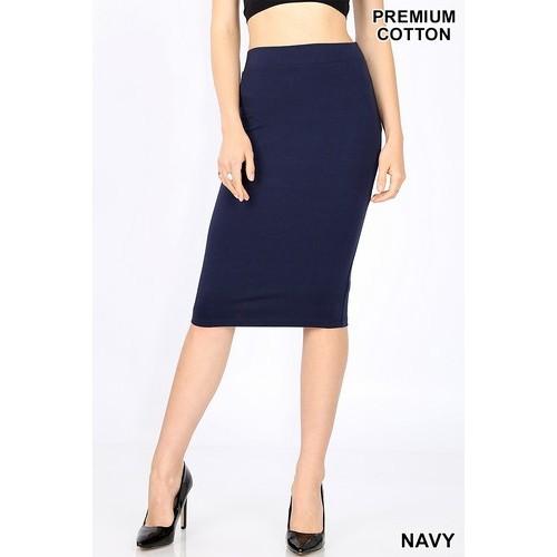 CS-4562P Premium Cotton Basic Knee Skirt Midnight Navy