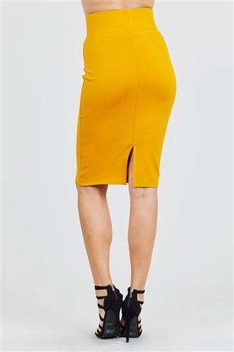 Ponte Pencil Skirt Mustard