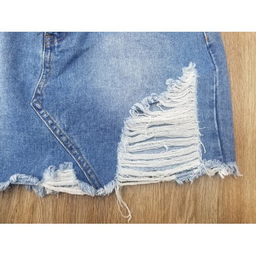 DSK0304 Destroyed Denim Skirt