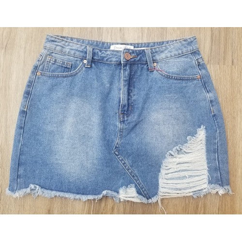 DSK0304 Destroyed Denim Skirt