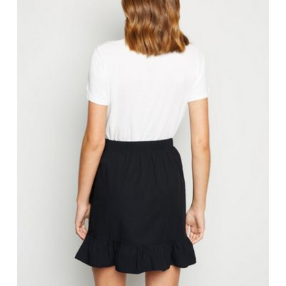 Next Ruffle Wrap Over Linen Skirt Black