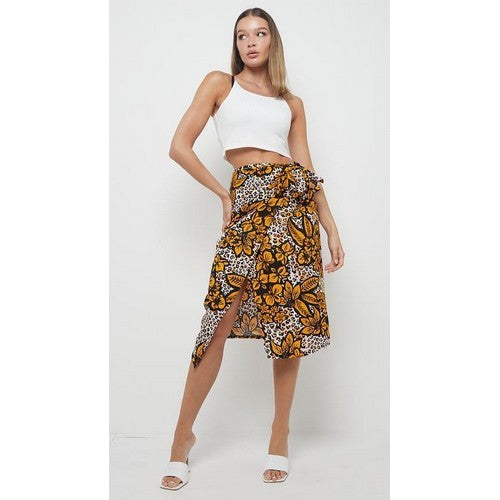 ASOS African Print Wrap Skirt Mustard