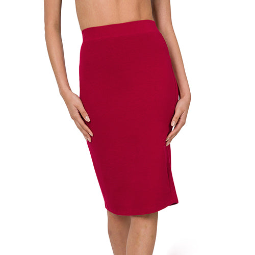 CS-4562AB Premium Cotton Knee Length Pencil Skirt Burgundy