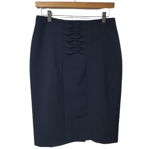 Katrin Suitmakers Ruffle Front Pencil Skirt Navy