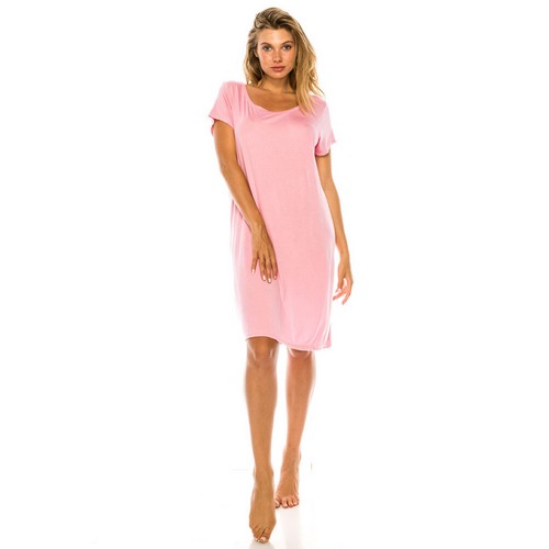 5266-PJS-ONE-1 Super Soft Long Sleep Shirt Pink