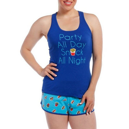 Cotton Jersey Tank & Short Sleep Set Snack All Night