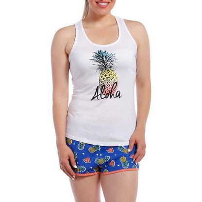 Cotton Jersey Tank & Short Sleep Set Aloha/Pineapple