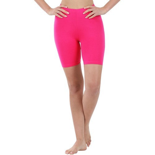 OP-1802AB Premium Cotton Biker Shorts Hot Pink