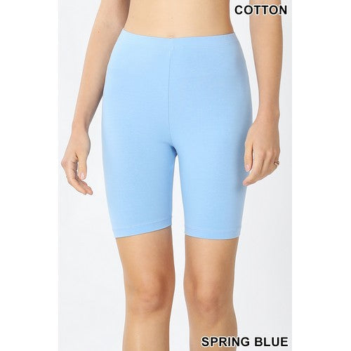 OP-1802AB Premium Cotton Biker Shorts Spring Blue