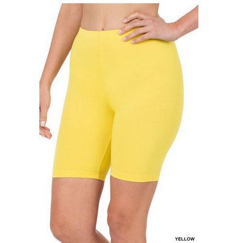 OP-1802AB Premium Cotton Biker Shorts Yellow