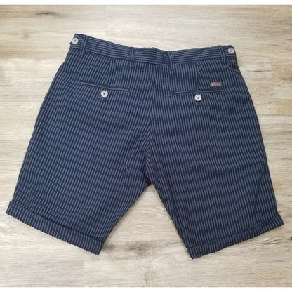 Piazza Italia Tailored Waffle Navy & White Stripe Shorts