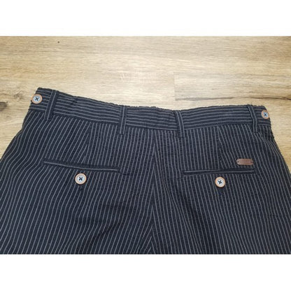 Piazza Italia Tailored Waffle Navy & White Stripe Shorts