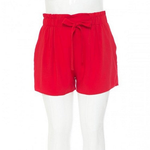 70402XL Plus Size Paperbag Shorts B.Red