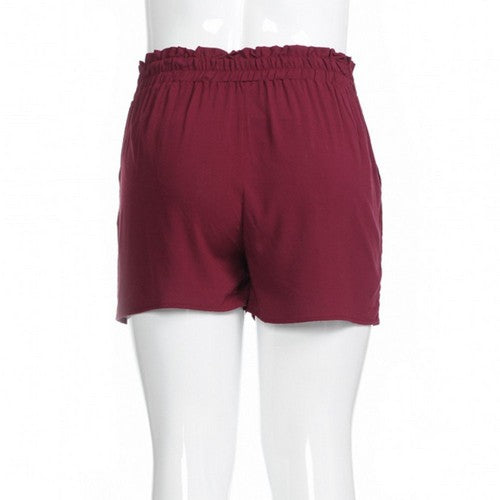 Plus Size Paperbag Shorts Burgundy