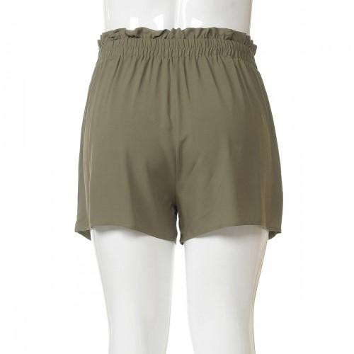 Plus Size Paperbag Shorts Military Green