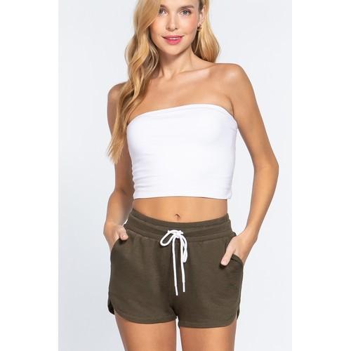 P12035 Wasitband Slub Terry Short Pants Olive