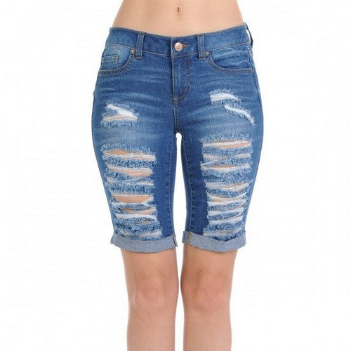90112 Destroyed Bermuda Shorts Medium