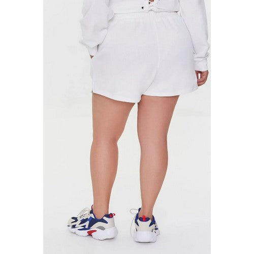Plus Size Lace-Up Shorts White