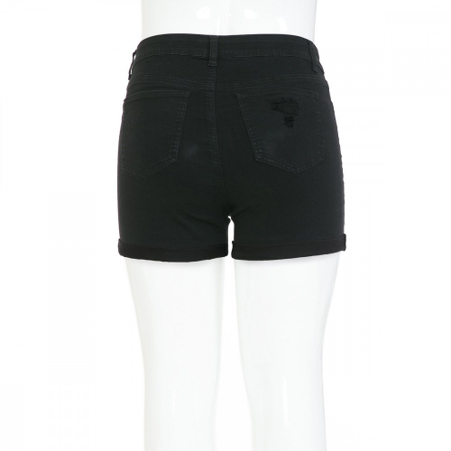Wax Jean Plus Size High Waist Rolled Cuff Shorts Black