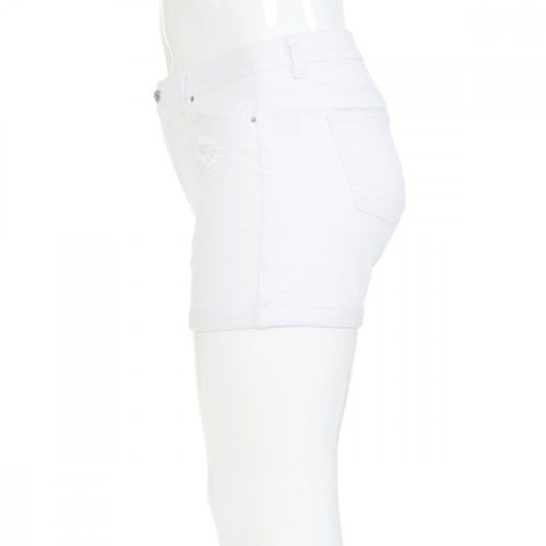 Wax Jean Plus Size High Waist Rolled Cuff Shorts White