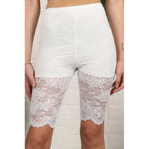 Lace Bike Shorts with Lining Ivory