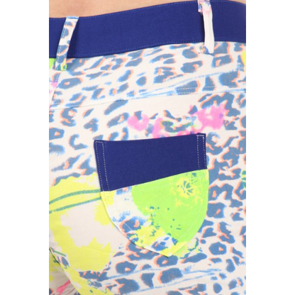 Hybrid Leopard Print 4-Pocket Shorts Navy/White