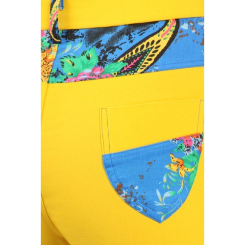 Marilyn Floral & Paisley 4-Pocket Shorts Yellow/Blue