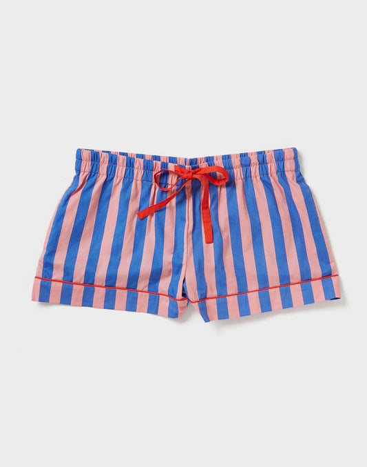Stripe Leisure Cotton Shorts Indigo/Pink