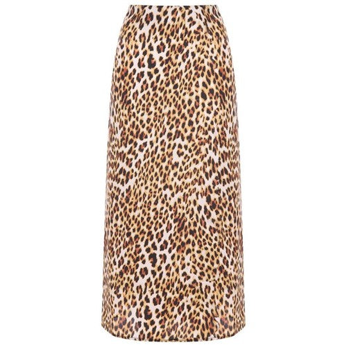 Peacocks Leopard Print Midi Skirt Brown