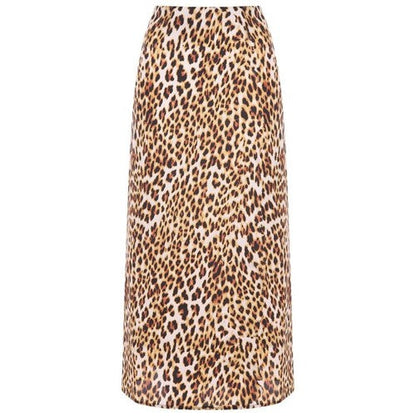 Peacocks Leopard Print Midi Skirt Brown