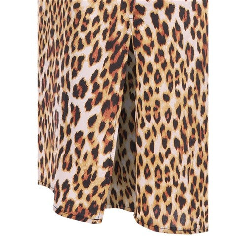 Peacocks Leopard Print Midi Skirt Brown