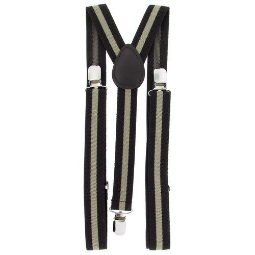 Elastic Suspenders Brown & Beige Stripe