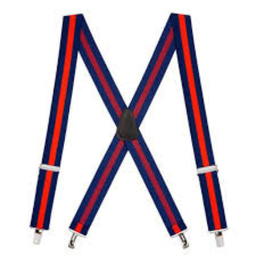Elastic Suspenders Navy & Red Stripe
