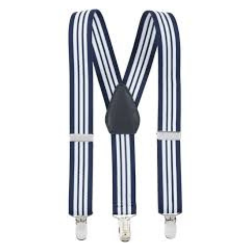 Elastic Suspenders Navy & White Stripe