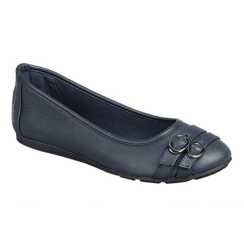 2-Buckle Flats WIDE FIT Navy