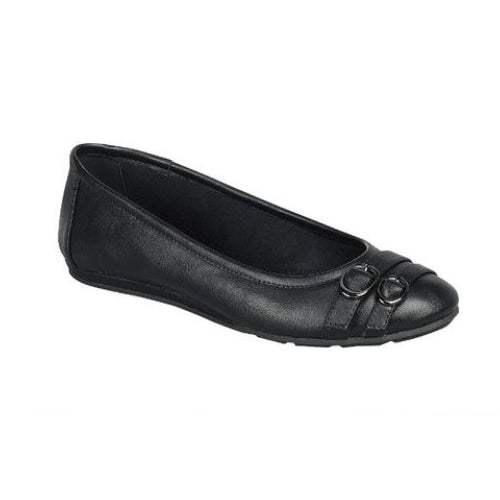 2-Buckle Flats WIDE FIT Black