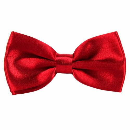 Satin Banded Bow Tie in Dark Red