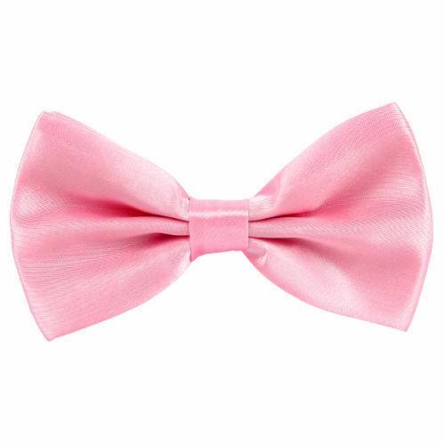 Satin Banded Bow Tie in Light Pink