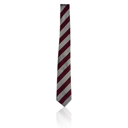 Marks & Spencer Pure Silk Purple & Grey Striped Tie
