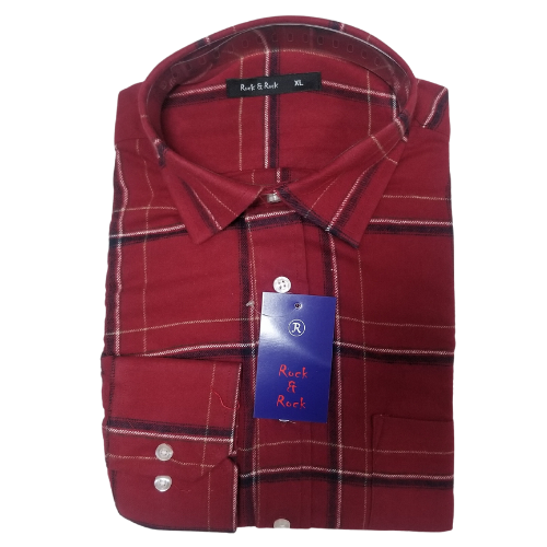 Rock & Rock Shirt Long Sleeve Plaid Flannel Burgundy