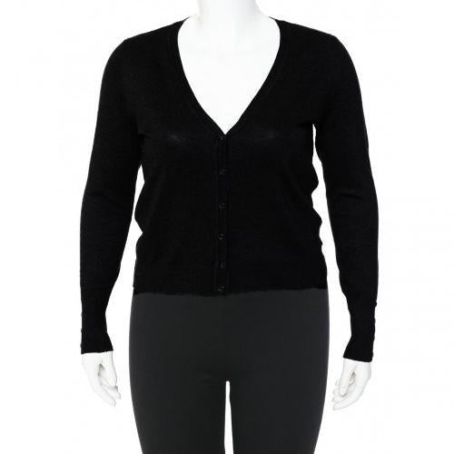 65609XL Plus Size Sweater Cardigan With Button Black