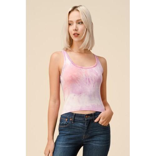 JC38819T39 Tie Dye Tank Top Bright Lavender 