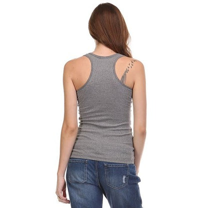 RK14927T Rib Tank W/Twill Tape Heather Charcoal