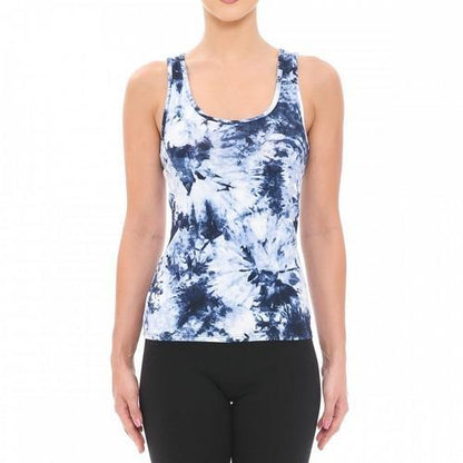 72563-1 Monotone Tie Dye Print Racerback Tank Top Eclipse