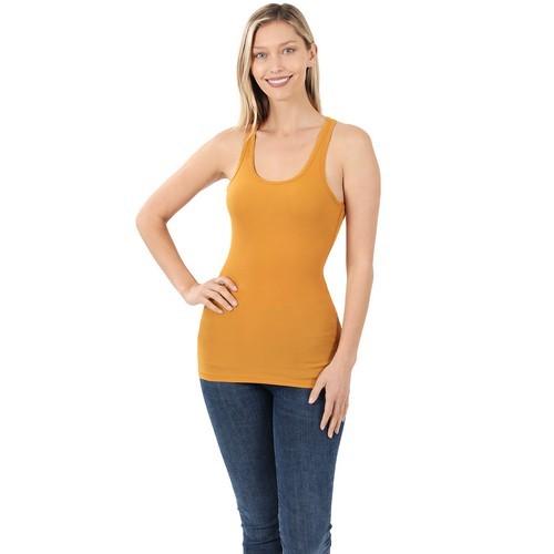 T-1159AB Stretchy Ribbed Knit Racerback Tank Golden Mustard