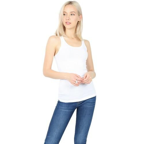 T-1159AB Stretchy Ribbed Knit Racerback Tank White