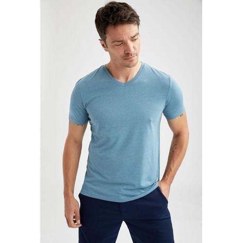 Dunnes V-Neck Regular Fit T-Shirt Blue