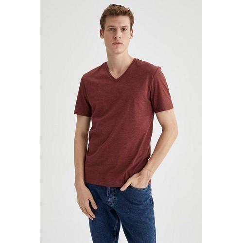 Dunnes V-Neck Regular Fit T-Shirt Maroon